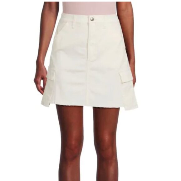 Joe's Jeans A Line Denim Cargo Mini Skirt in Ivory Off White - Size 24 NWT - Picture 1 of 10